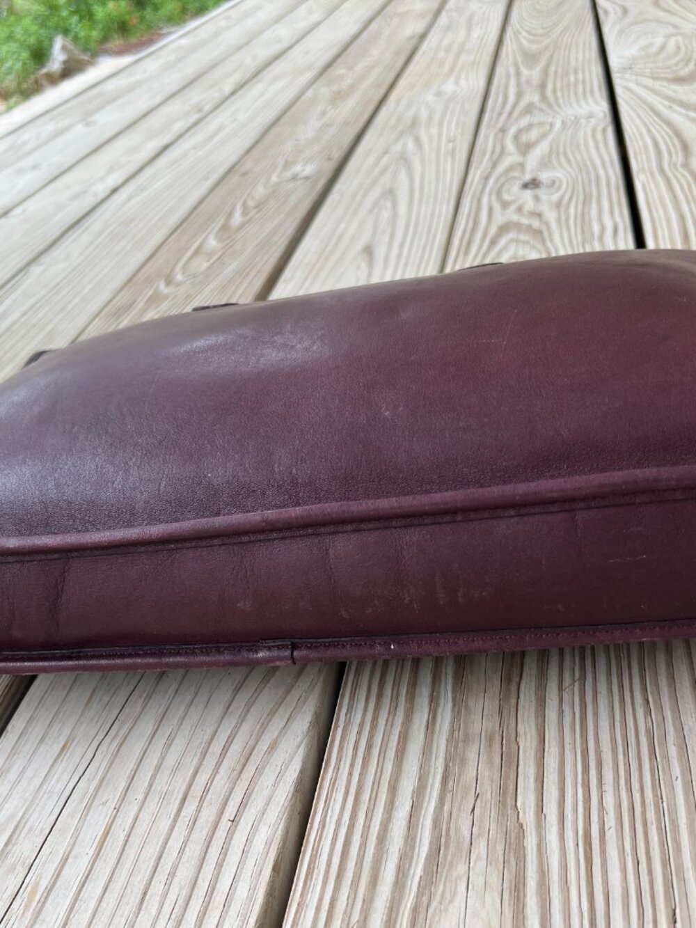 Vintage Coach glue-in label burgundy Handle Portfolio #5050 1970s 1980s rare - Picture 14 of 16